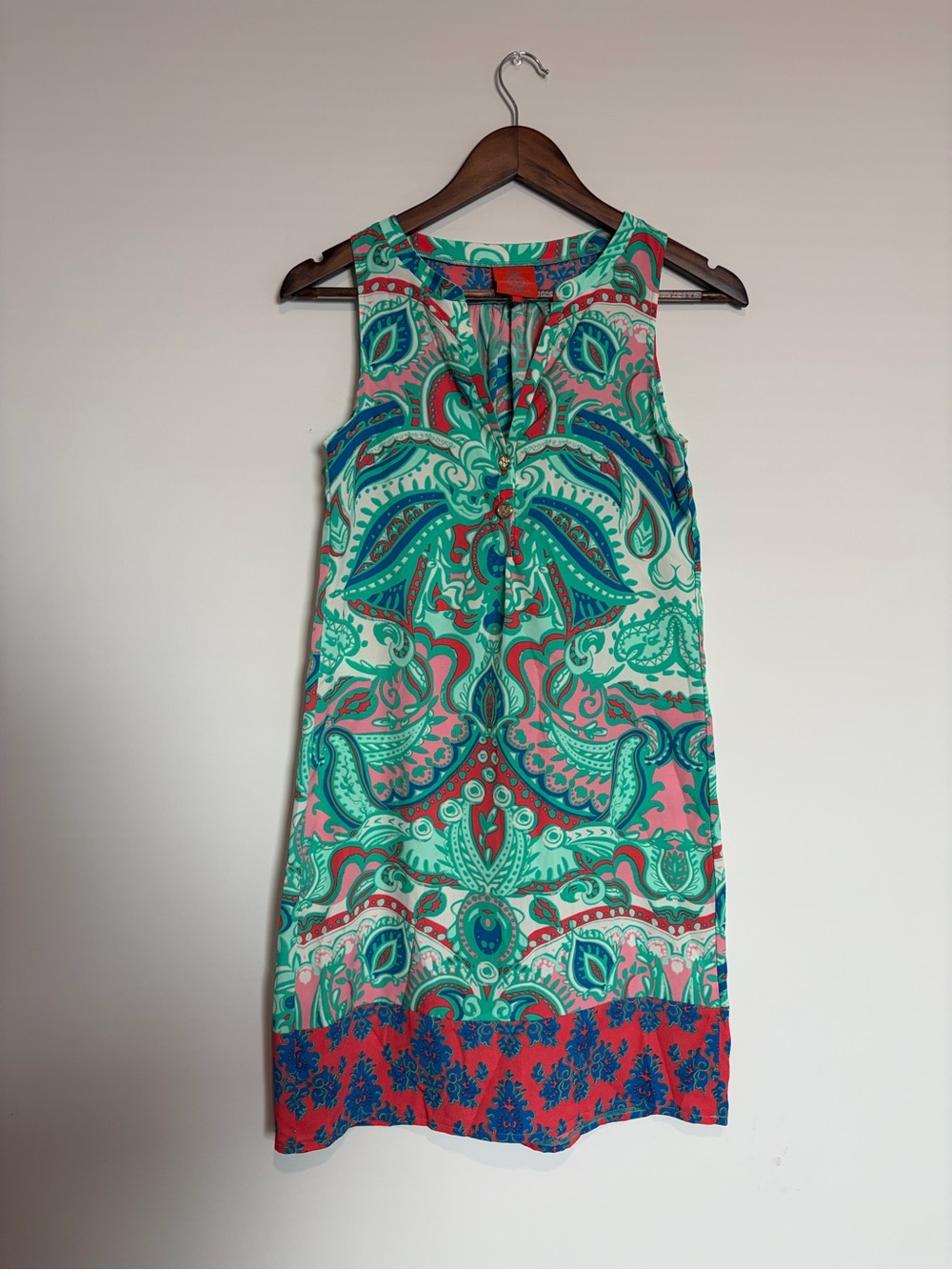 Tracy Negoshian Paisley Shift Dress XS Resort Coastal Preppy Colorful